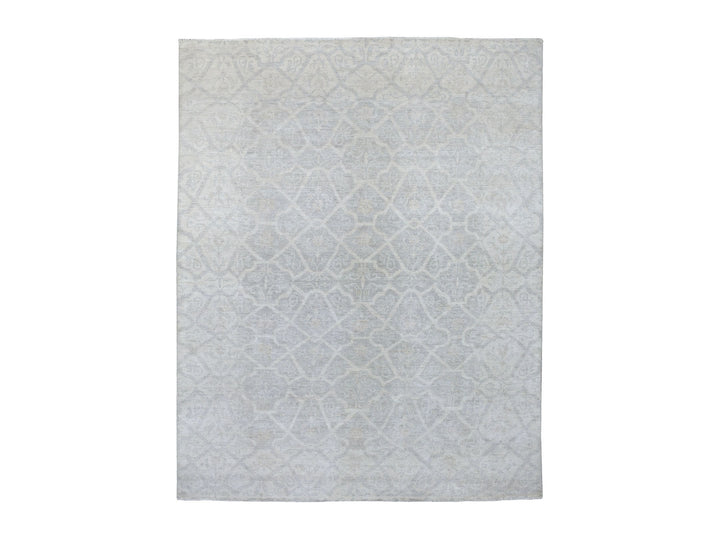 8'0" x 9'9" New Hand Knotted Ivory Wool Rectangle Oriental Rug - MOA10256732
