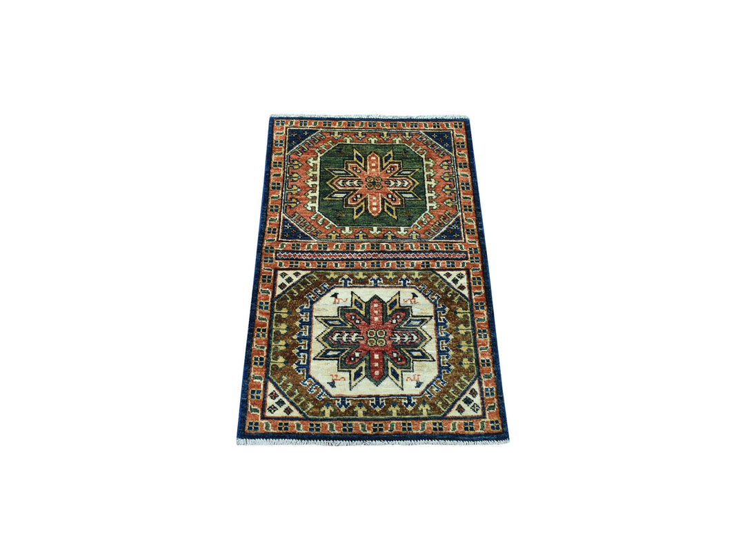 2'0" x 3'1" New Hand Knotted Blue Wool Rectangle Oriental Rug - MOA10256760