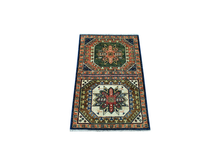 2'0" x 3'1" New Hand Knotted Blue Wool Rectangle Oriental Rug - MOA10256760