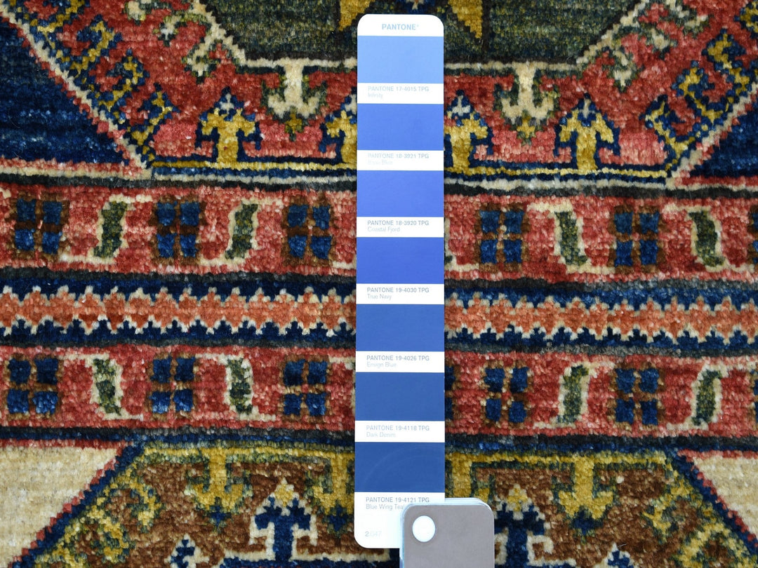 1'10" x 3'0" New Hand Knotted Blue Wool Rectangle Oriental Rug - MOA10256764