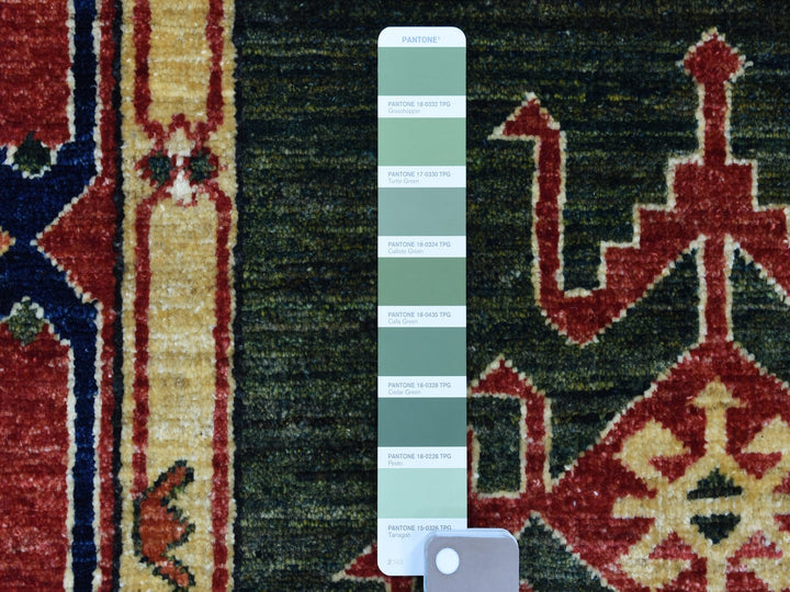 4'0" x 9'8" New Hand Knotted Green Wool Runner Oriental Rug - MOA10256785