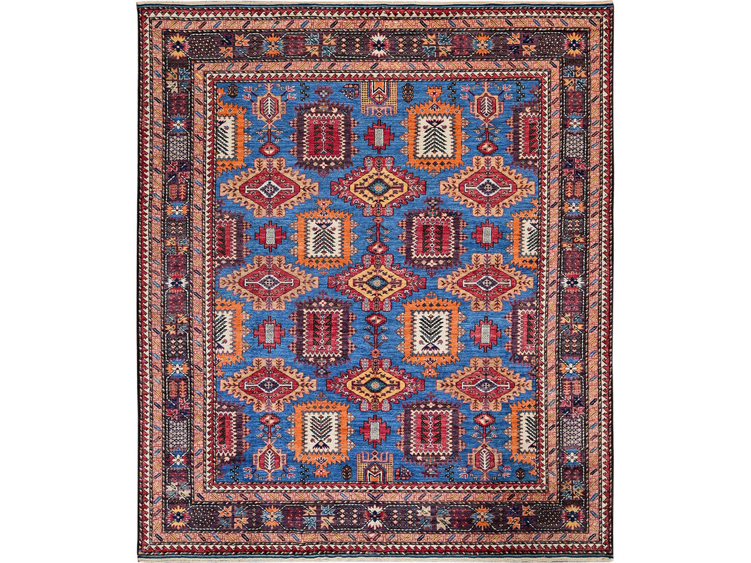 8'3" x 9'6" New Hand Knotted Blue Wool Rectangle Oriental Rug - MOA102567