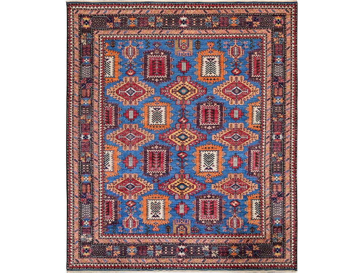 8'3" x 9'6" New Hand Knotted Blue Wool Rectangle Oriental Rug - MOA102567