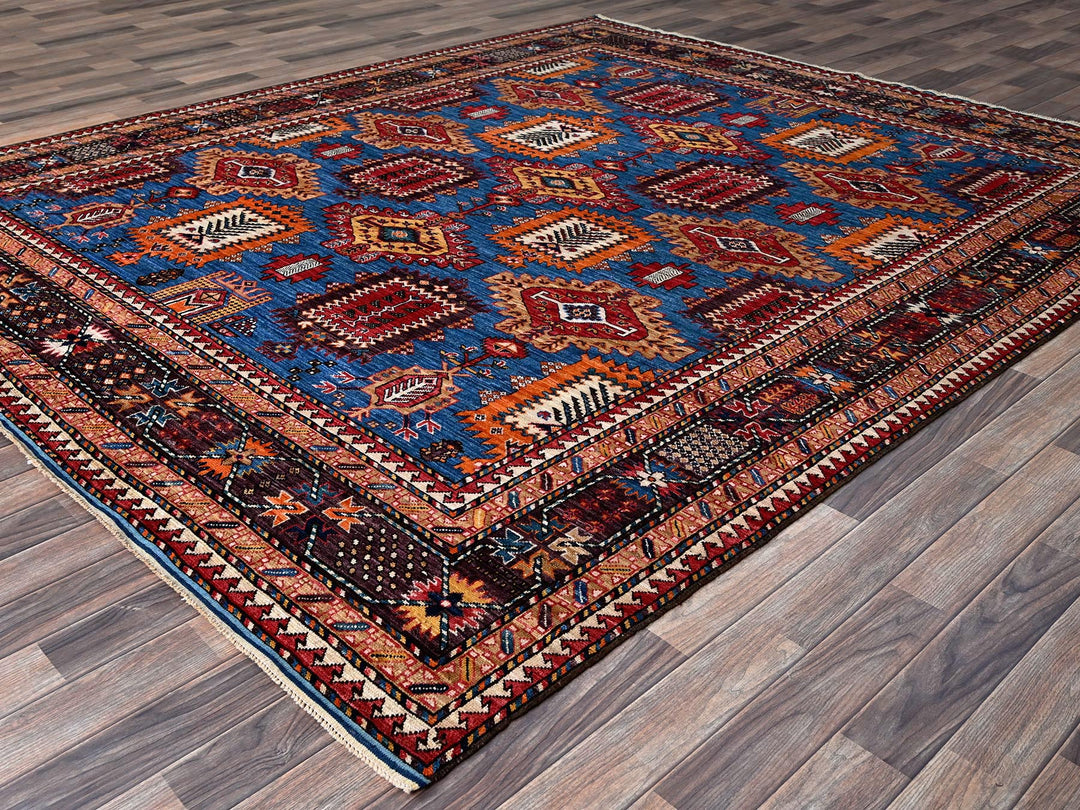 8'3" x 9'6" New Hand Knotted Blue Wool Rectangle Oriental Rug - MOA102567