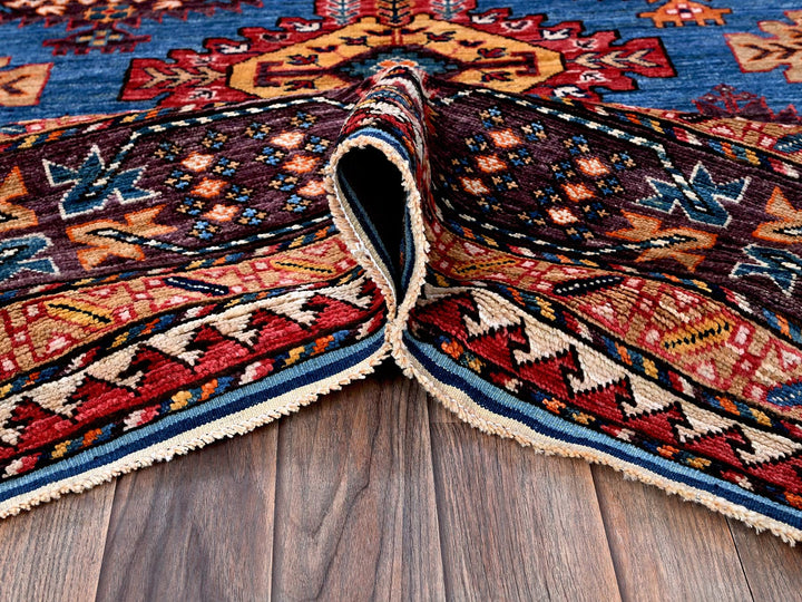 8'3" x 9'6" New Hand Knotted Blue Wool Rectangle Oriental Rug - MOA102567