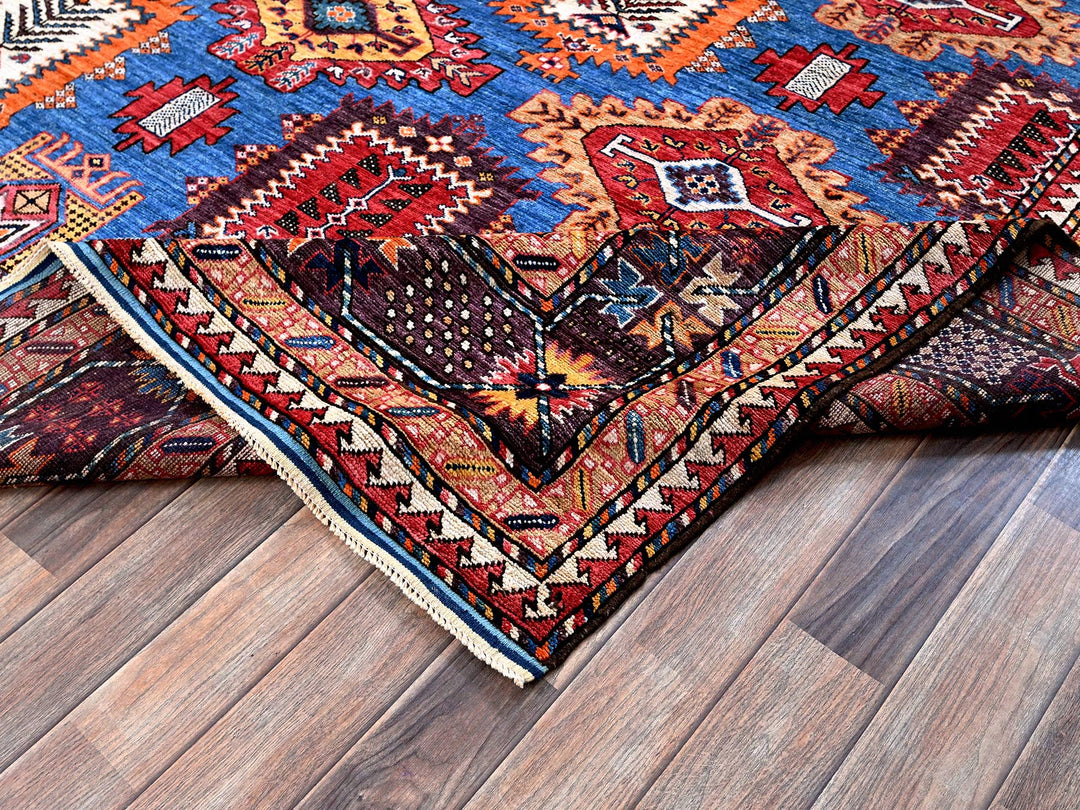 8'3" x 9'6" New Hand Knotted Blue Wool Rectangle Oriental Rug - MOA102567