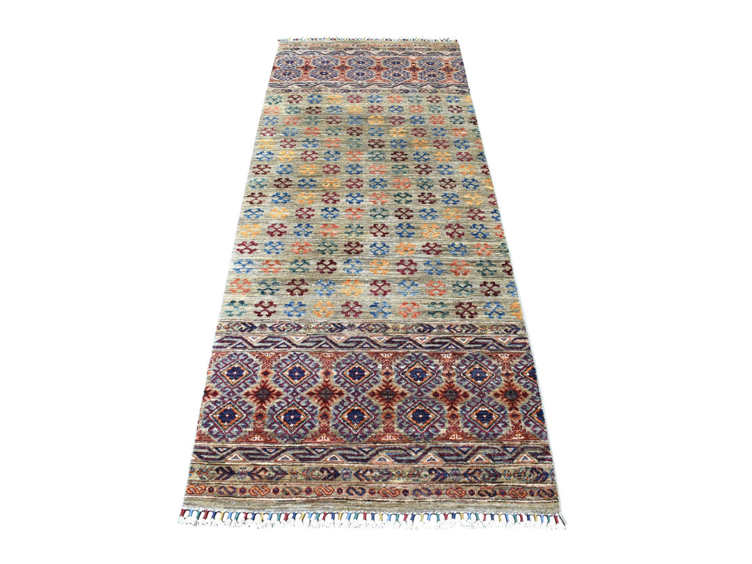 3'0" x 7'7" New Hand Knotted Grey Wool Runner Oriental Rug - MOA10256808