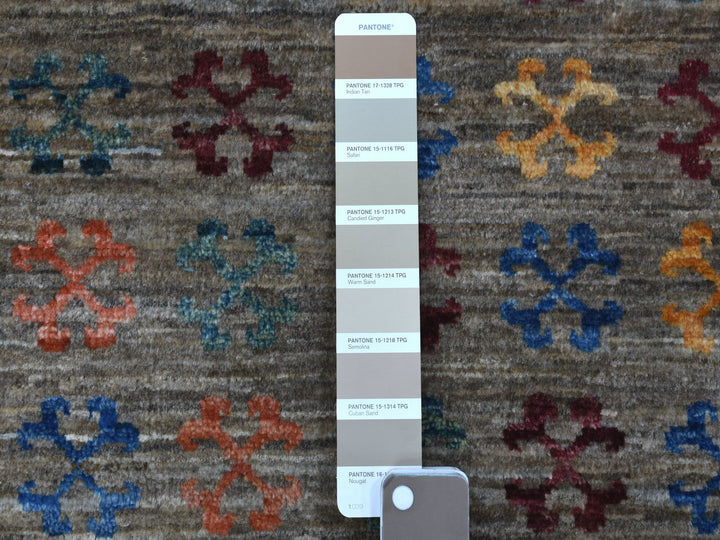 3'0" x 7'7" New Hand Knotted Grey Wool Runner Oriental Rug - MOA10256808