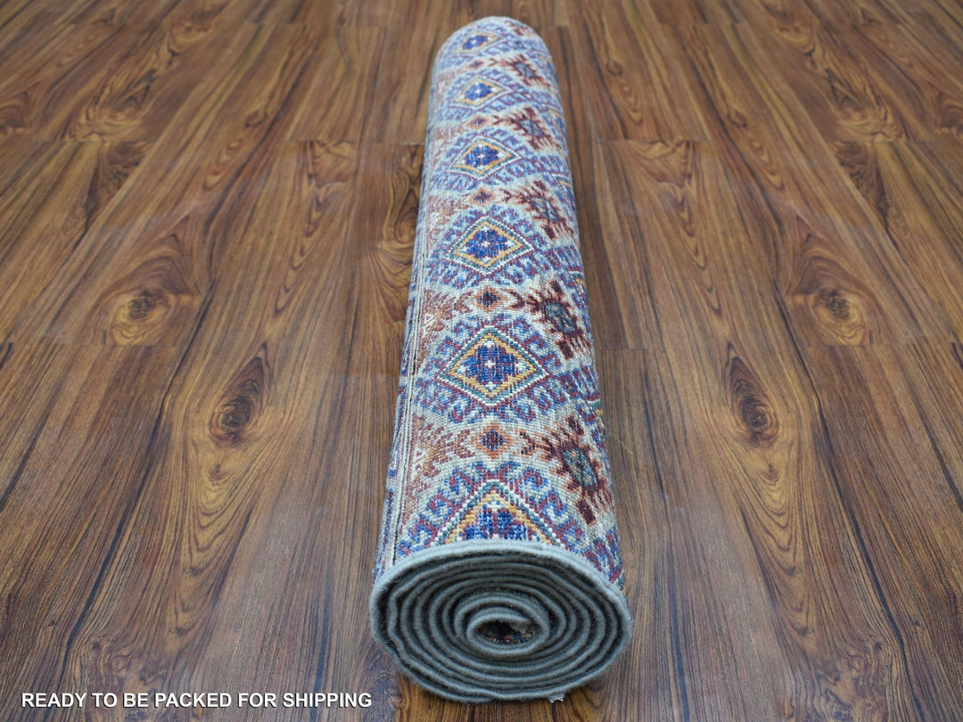 3'0" x 7'7" New Hand Knotted Grey Wool Runner Oriental Rug - MOA10256808