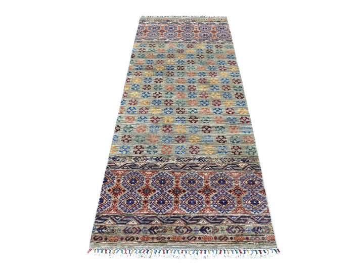 2'10" x 7'7" New Hand Knotted Grey Wool Runner Oriental Rug - MOA10256828