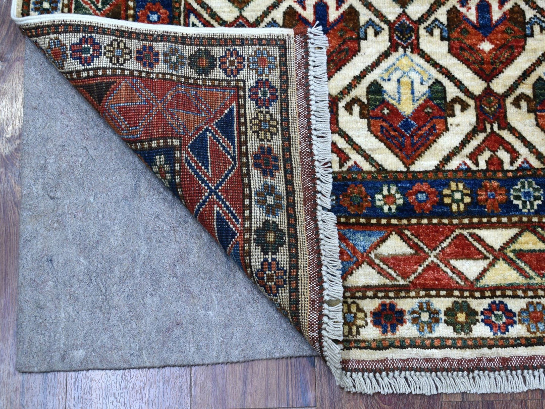 4'10" x 6'5" New Hand Knotted Ivory Wool Rectangle Oriental Rug - MOA10256876