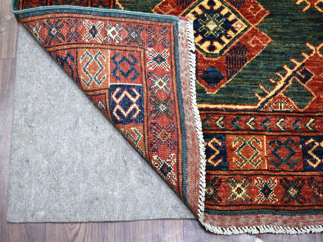 4'10" x 12'9" New Hand Knotted Teal Wool Runner Oriental Rug - MOA10256877