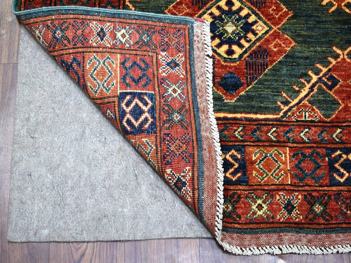 4'10" x 12'9" New Hand Knotted Teal Wool Runner Oriental Rug - MOA10256877