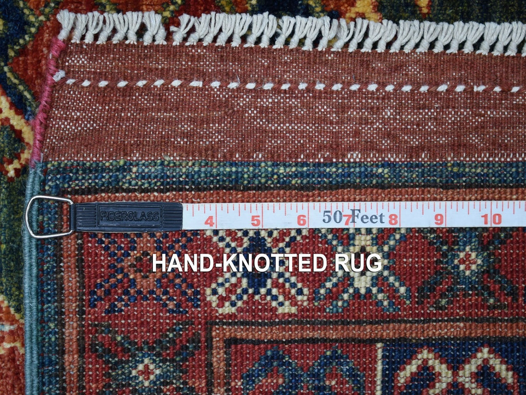 4'10" x 12'9" New Hand Knotted Teal Wool Runner Oriental Rug - MOA10256877