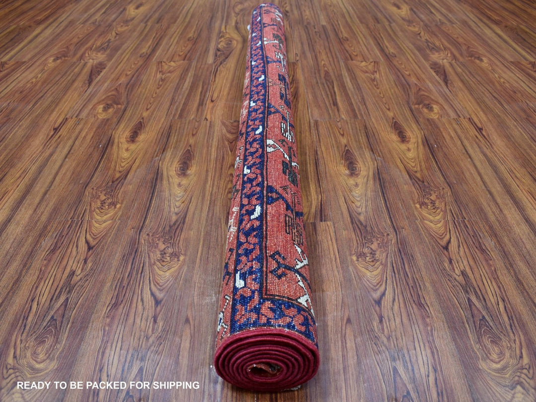 5'3" x 6'6" New Hand Knotted Red Wool Rectangle Oriental Rug - MOA10256895