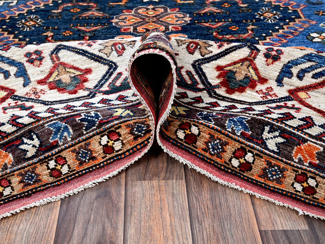 9'3" x 11'7" New Hand Knotted Blue Wool Rectangle Oriental Rug - MOA102568