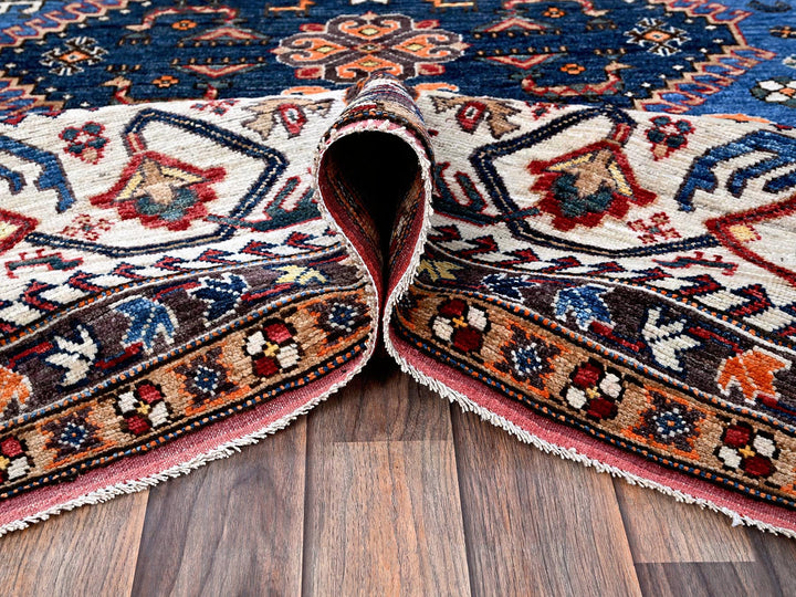 9'3" x 11'7" New Hand Knotted Blue Wool Rectangle Oriental Rug - MOA102568