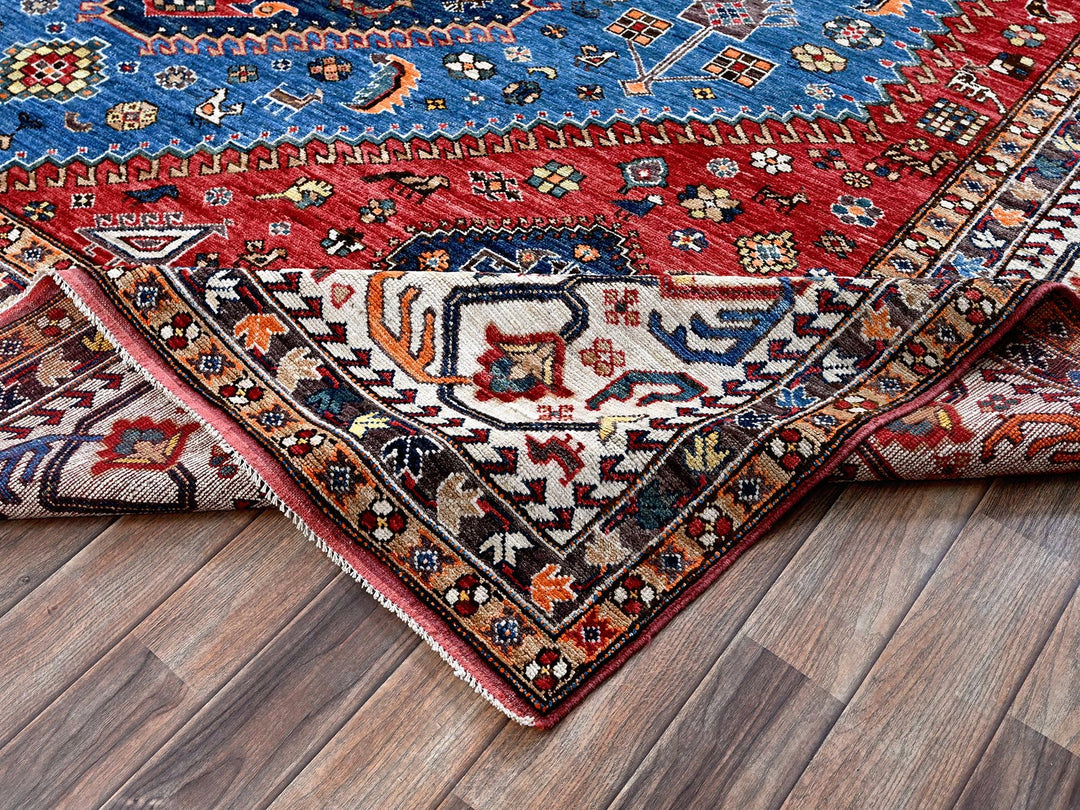 9'3" x 11'7" New Hand Knotted Blue Wool Rectangle Oriental Rug - MOA102568