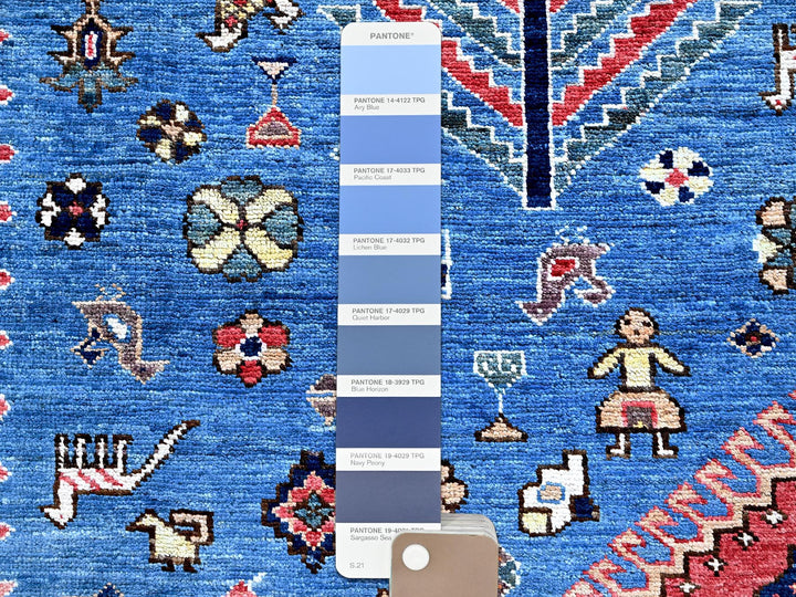 9'3" x 11'7" New Hand Knotted Blue Wool Rectangle Oriental Rug - MOA102568