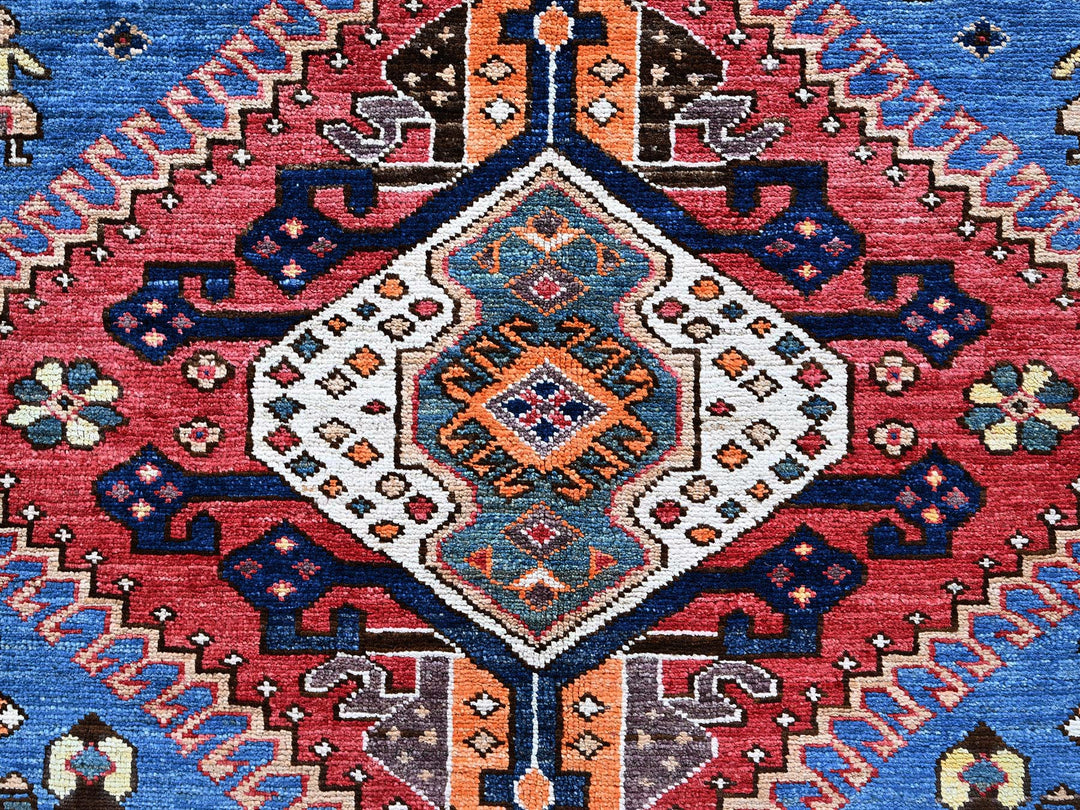 9'3" x 11'7" New Hand Knotted Blue Wool Rectangle Oriental Rug - MOA102568