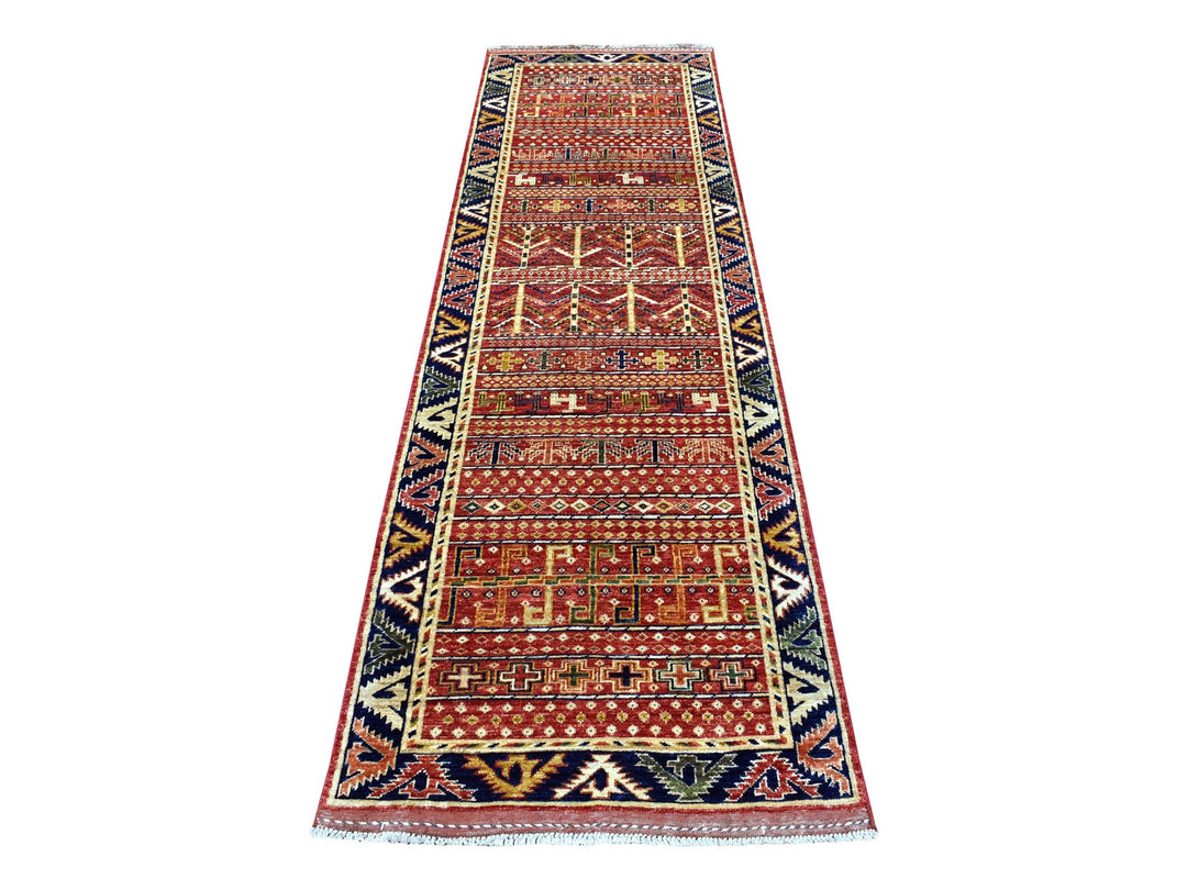 2'8" x 9'7" New Hand Knotted Red Wool Runner Oriental Rug - MOA10256929