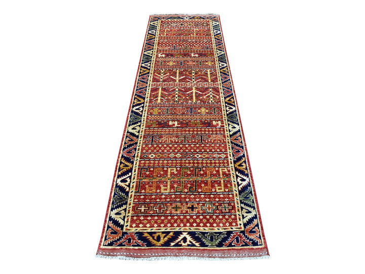 2'8" x 9'7" New Hand Knotted Red Wool Runner Oriental Rug - MOA10256929