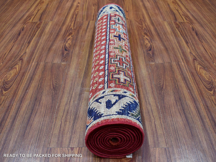 2'8" x 9'7" New Hand Knotted Red Wool Runner Oriental Rug - MOA10256929