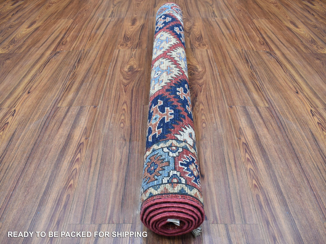 4'0" x 6'0" New Hand Knotted Red Wool Rectangle Oriental Rug - MOA10256950