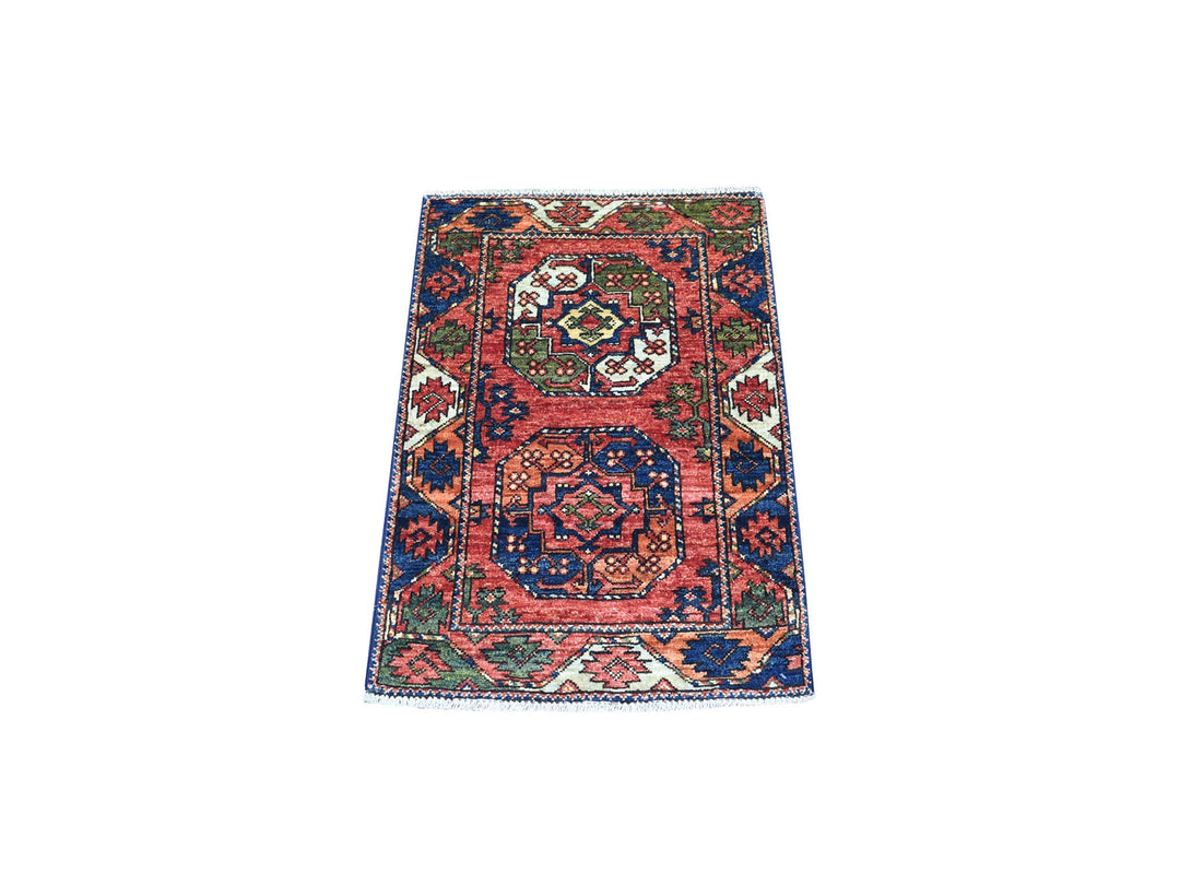 2'0" x 3'0" New Hand Knotted Red Wool Rectangle Oriental Rug - MOA10256961