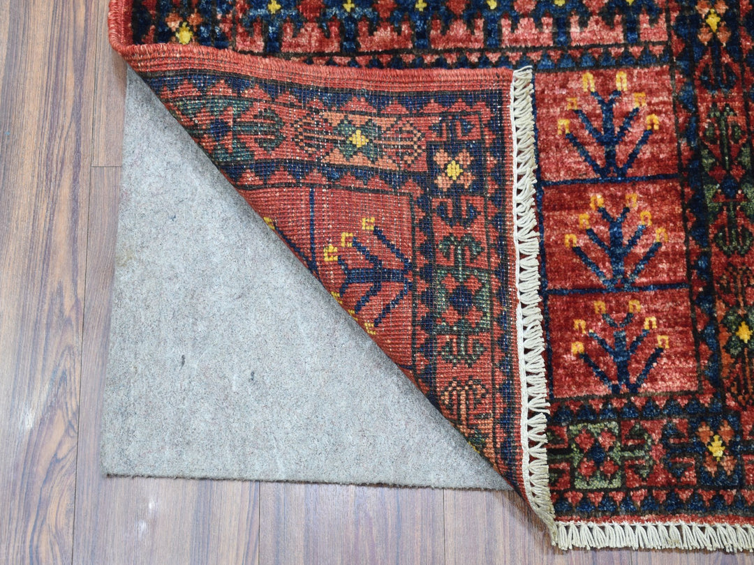 2'0" x 2'10" New Hand Knotted Red Wool Rectangle Oriental Rug - MOA10256985