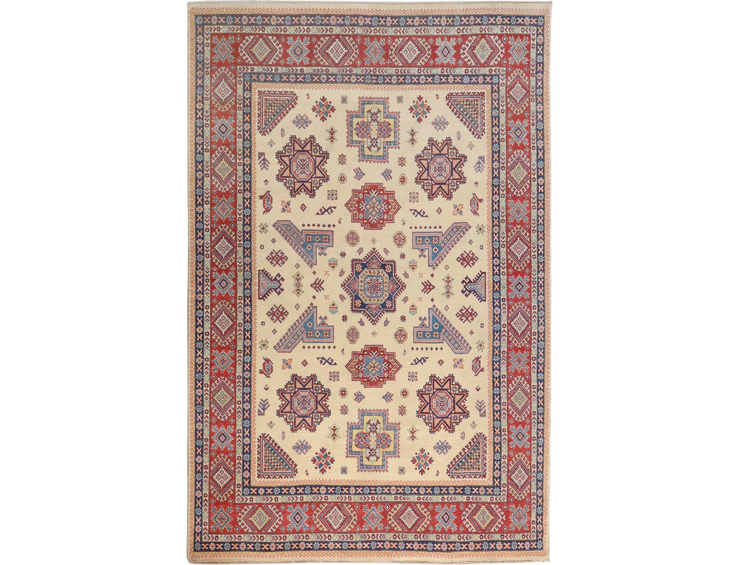 8'8" x 12'0" New Hand Knotted Ivory Wool Rectangle Oriental Rug - MOA10257055