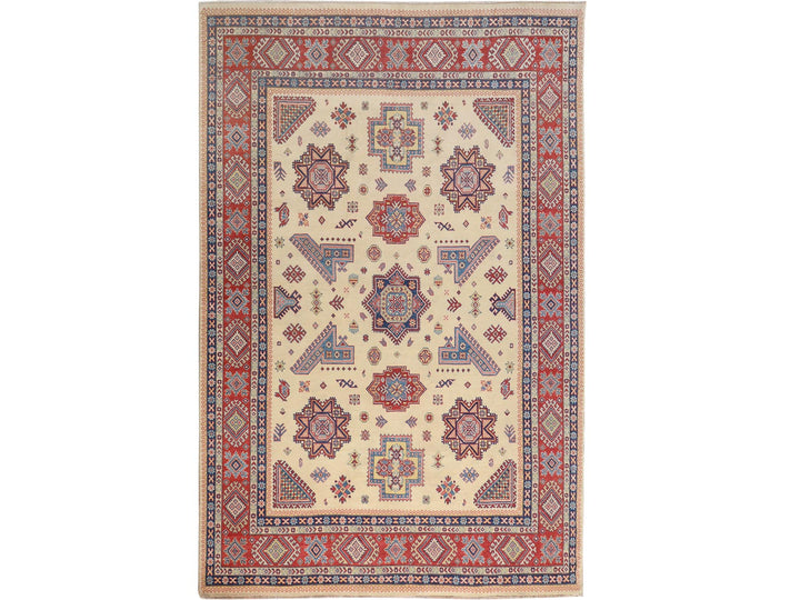 8'8" x 12'0" New Hand Knotted Ivory Wool Rectangle Oriental Rug - MOA10257055