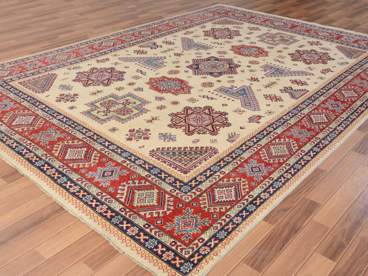 8'8" x 12'0" New Hand Knotted Ivory Wool Rectangle Oriental Rug - MOA10257055