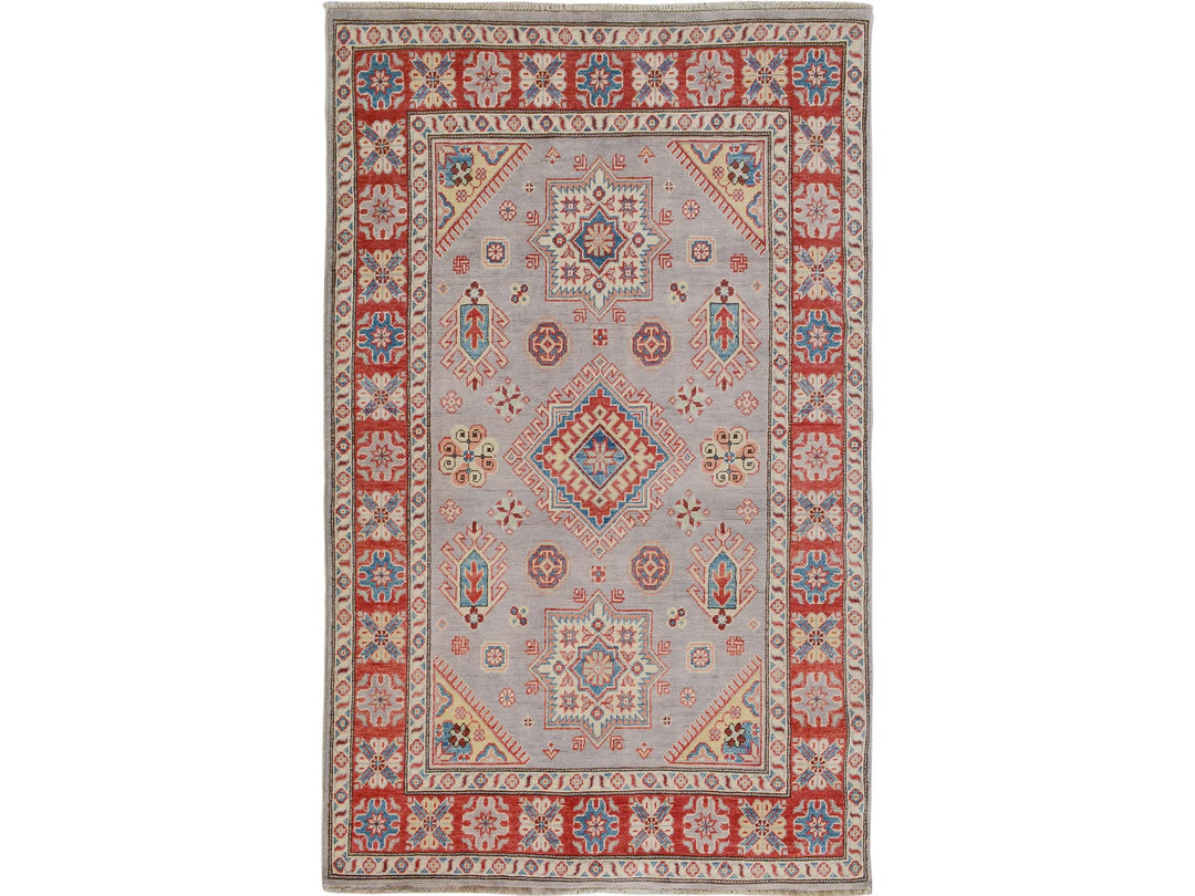 3'10" x 6'0" New Hand Knotted Grey Wool Rectangle Oriental Rug - MOA10257069