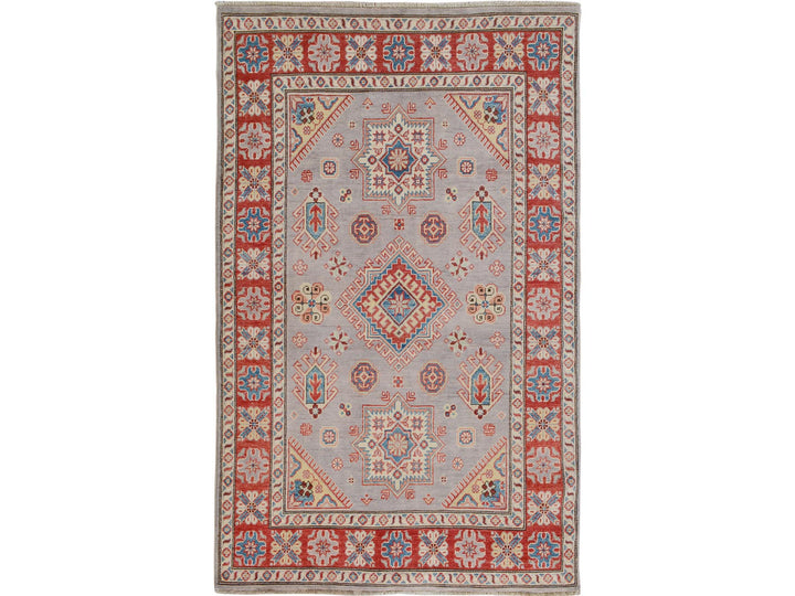 3'10" x 6'0" New Hand Knotted Grey Wool Rectangle Oriental Rug - MOA10257069