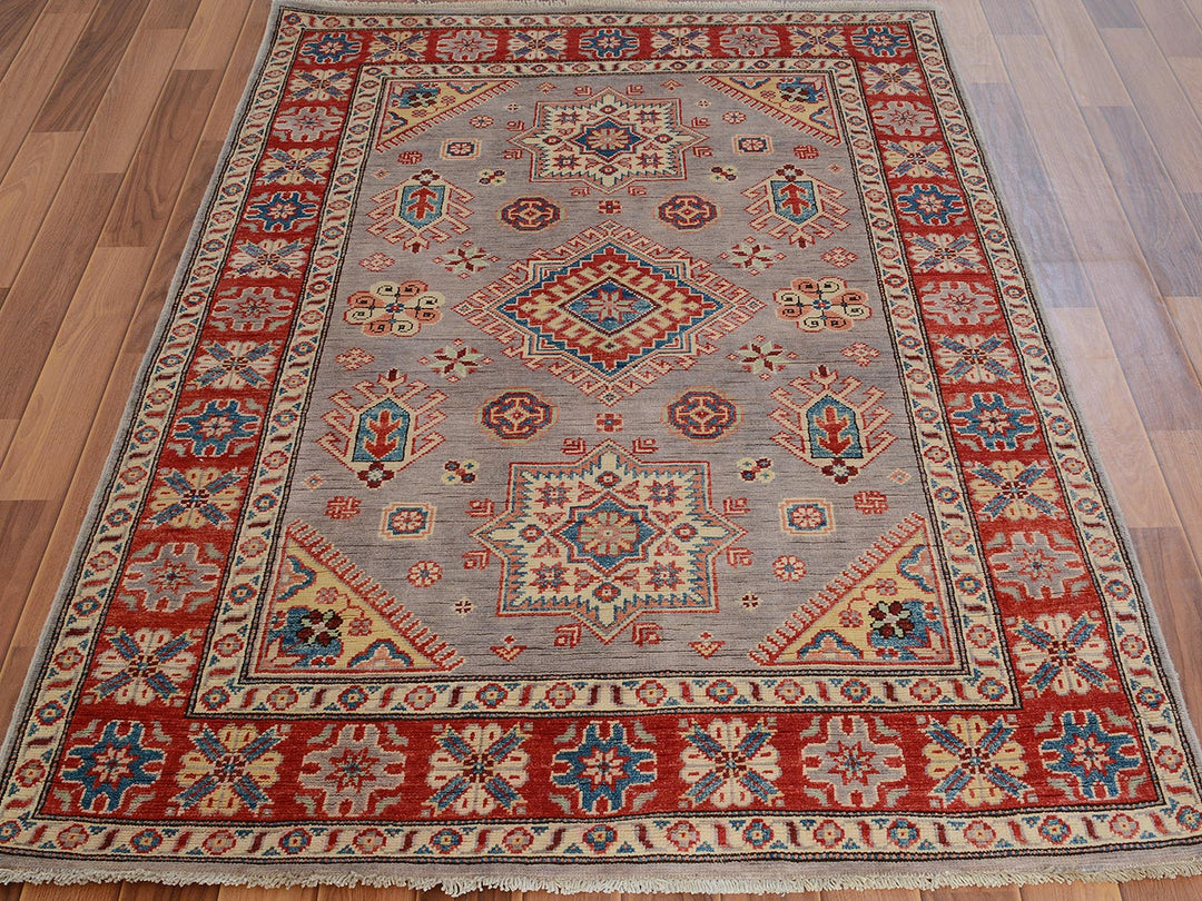 3'10" x 6'0" New Hand Knotted Grey Wool Rectangle Oriental Rug - MOA10257069
