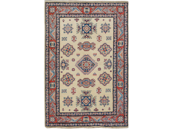 4'0" x 5'7" New Hand Knotted Ivory Wool Rectangle Oriental Rug - MOA10257071