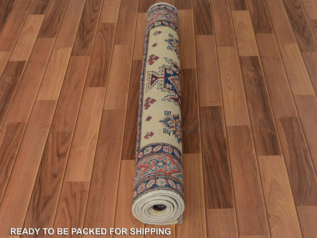 4'0" x 5'7" New Hand Knotted Ivory Wool Rectangle Oriental Rug - MOA10257071