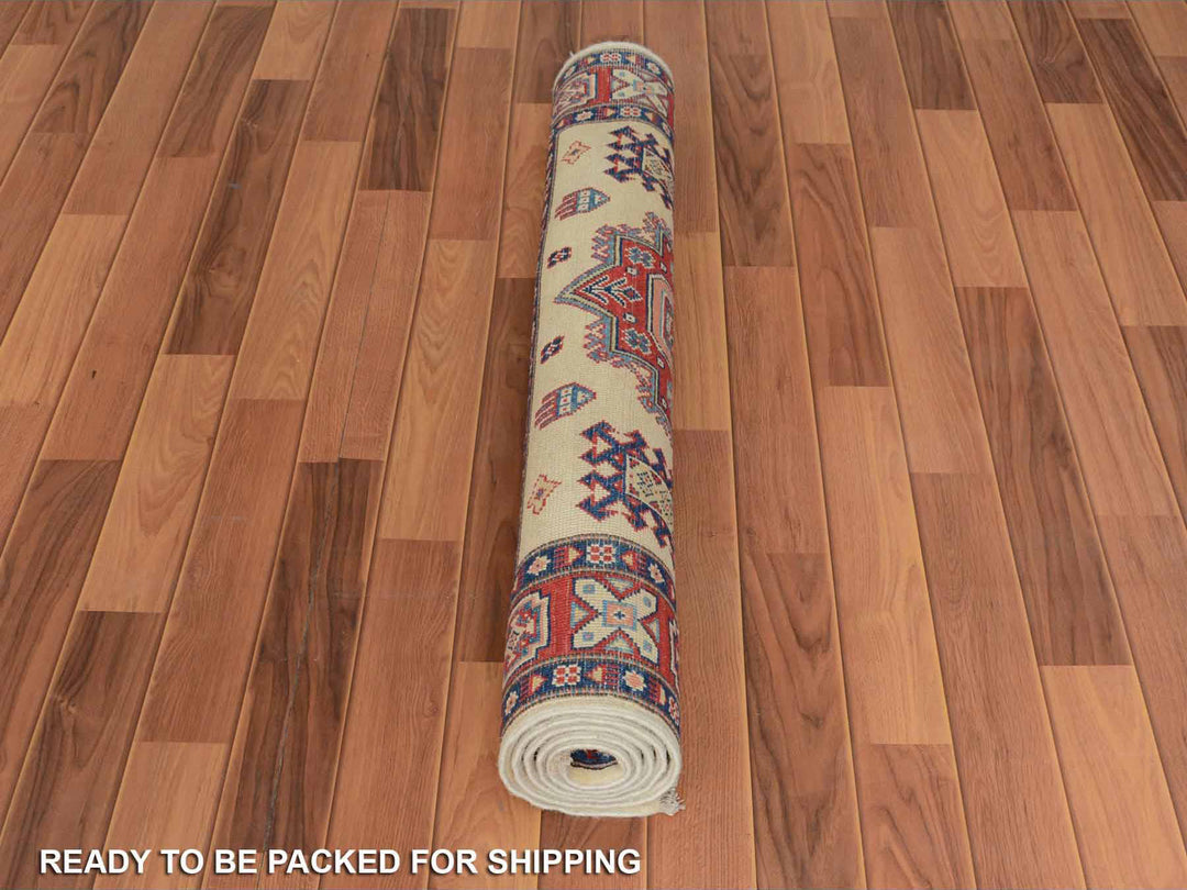 4'0" x 5'6" New Hand Knotted Ivory Wool Rectangle Oriental Rug - MOA10257079