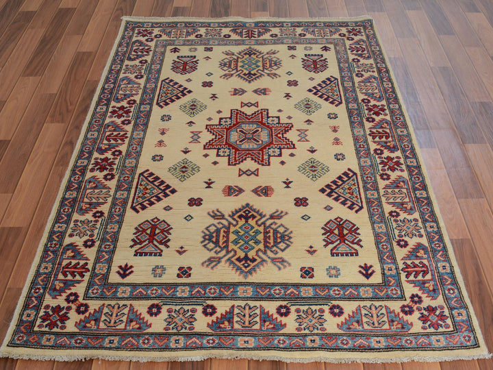 3'10" x 6'0" New Hand Knotted Ivory Wool Rectangle Oriental Rug - MOA10257081