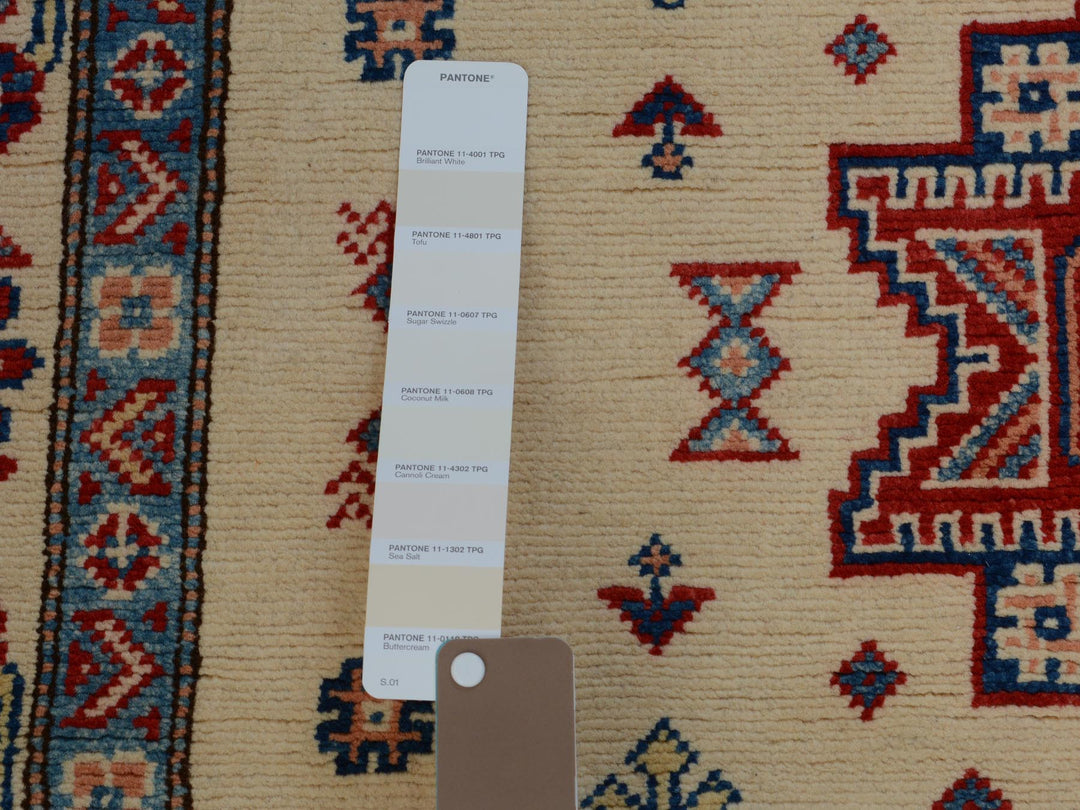 3'10" x 6'0" New Hand Knotted Ivory Wool Rectangle Oriental Rug - MOA10257081
