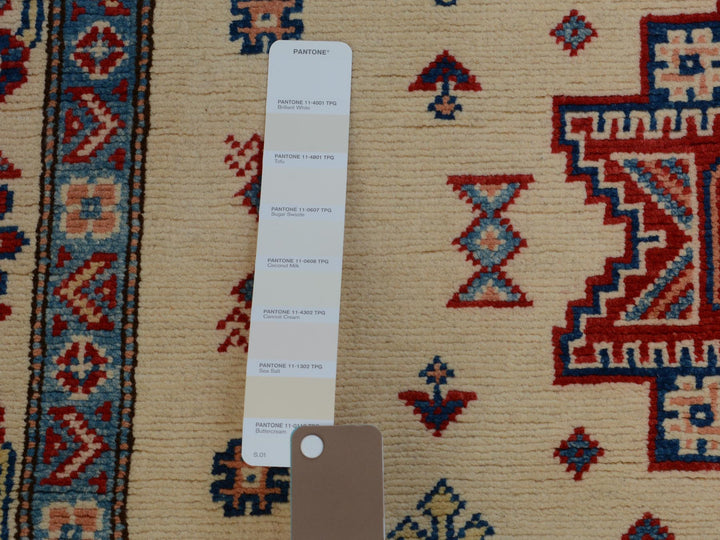 3'10" x 6'0" New Hand Knotted Ivory Wool Rectangle Oriental Rug - MOA10257081