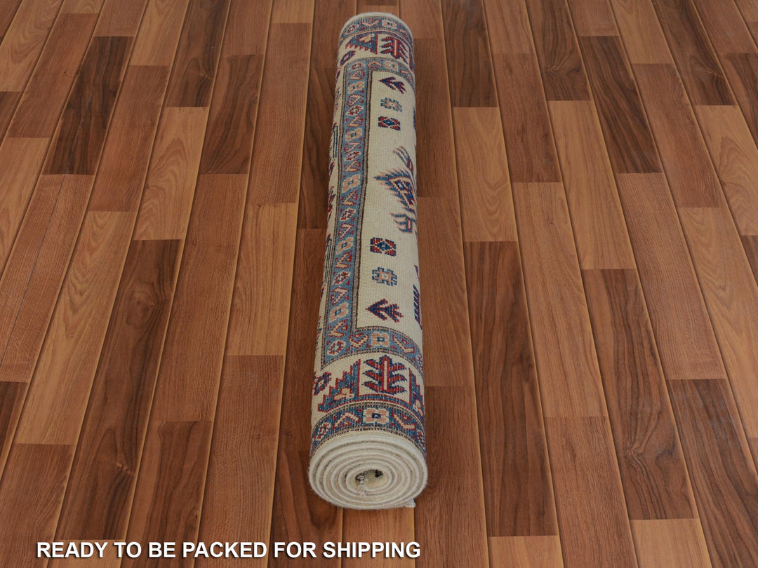 3'10" x 6'0" New Hand Knotted Ivory Wool Rectangle Oriental Rug - MOA10257081