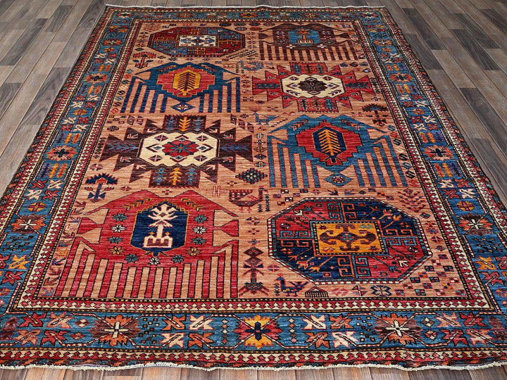 5'10" x 7'8" New Hand Knotted Orange Wool Rectangle Oriental Rug - MOA102570