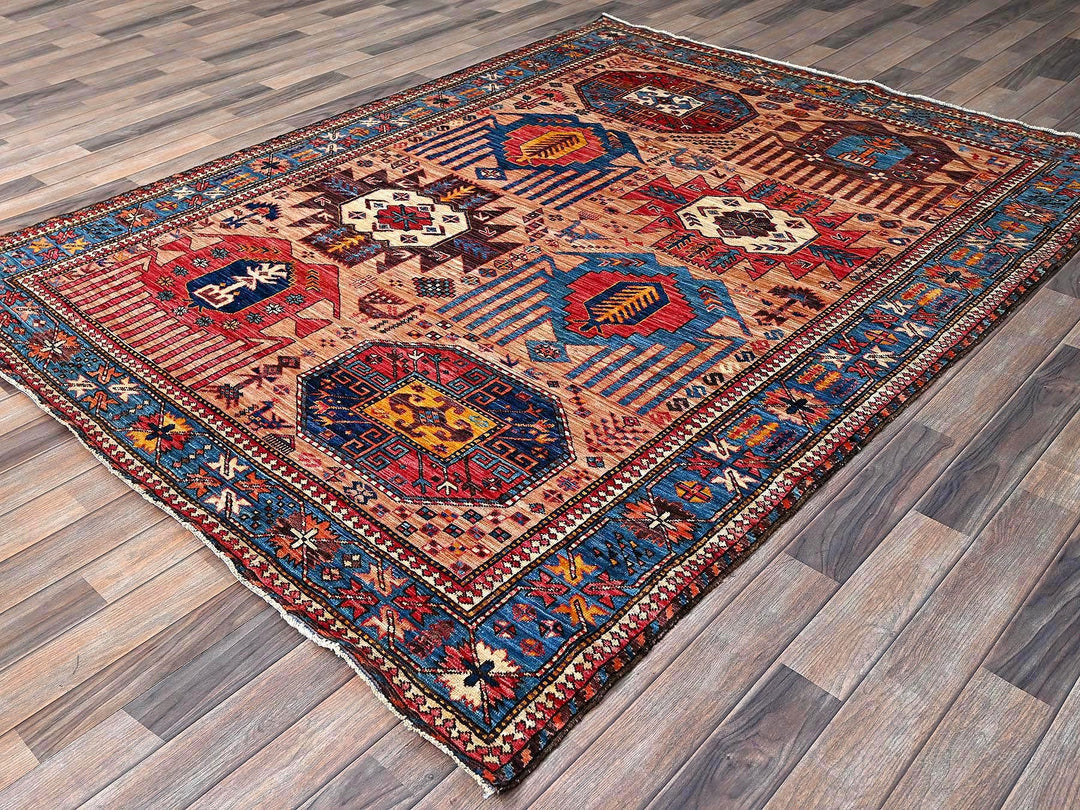 5'10" x 7'8" New Hand Knotted Orange Wool Rectangle Oriental Rug - MOA102570