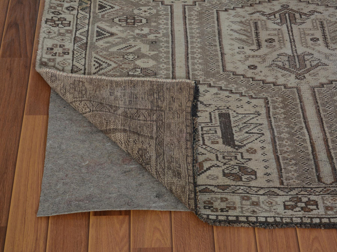 4'9" x 7'4" New Hand Knotted Brown Worn Wool Rectangle Oriental Rug - MOA10257116