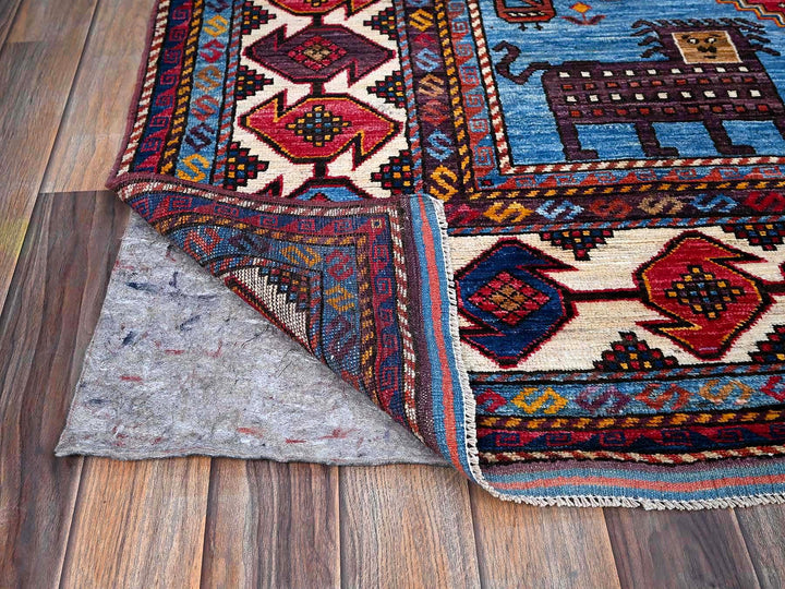 5'11" x 8'1" New Hand Knotted Blue Wool Rectangle Oriental Rug - MOA102571