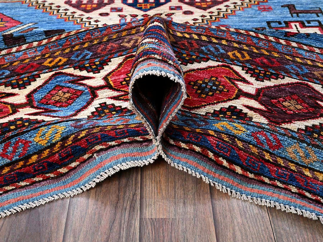 5'11" x 8'1" New Hand Knotted Blue Wool Rectangle Oriental Rug - MOA102571