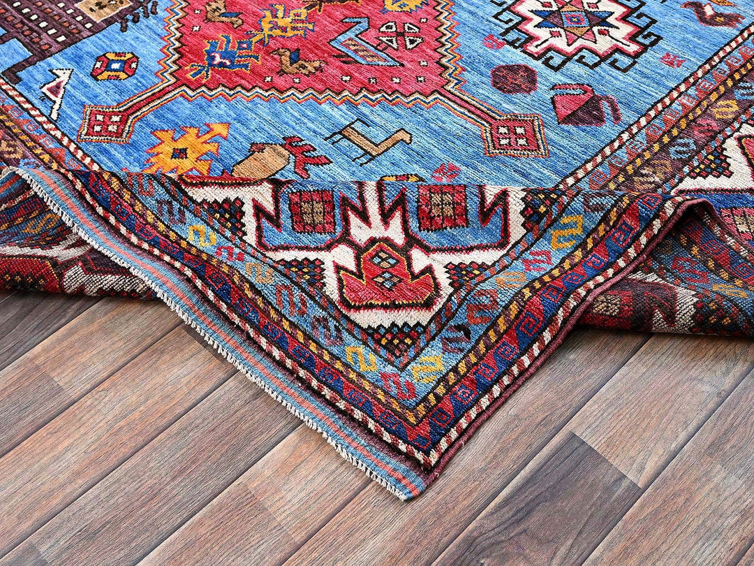 5'11" x 8'1" New Hand Knotted Blue Wool Rectangle Oriental Rug - MOA102571