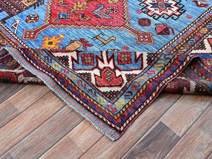 5'11" x 8'1" New Hand Knotted Blue Wool Rectangle Oriental Rug - MOA102571